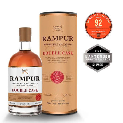 RAMPUR DOUBLE CASK SINGLE MALT - Indian Single Malt Whisky, Non-Chill Filtered, Matured in American Bourbon Barrels & European Oak Sherry Casks, 700ml, 45% ALC/VOL_免税价格_亿点免税