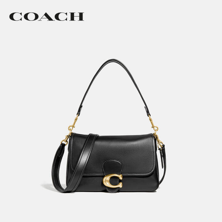 COACH蔻驰女士黑色牛皮斜挎包_免税价格_亿点免税