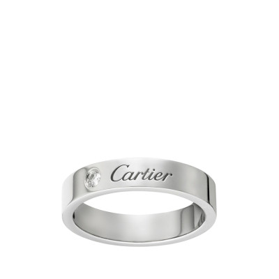 Cartier卡地亚C系列戒指 铂金经典款钻石结婚对戒 单枚_免税价格_亿点免税
