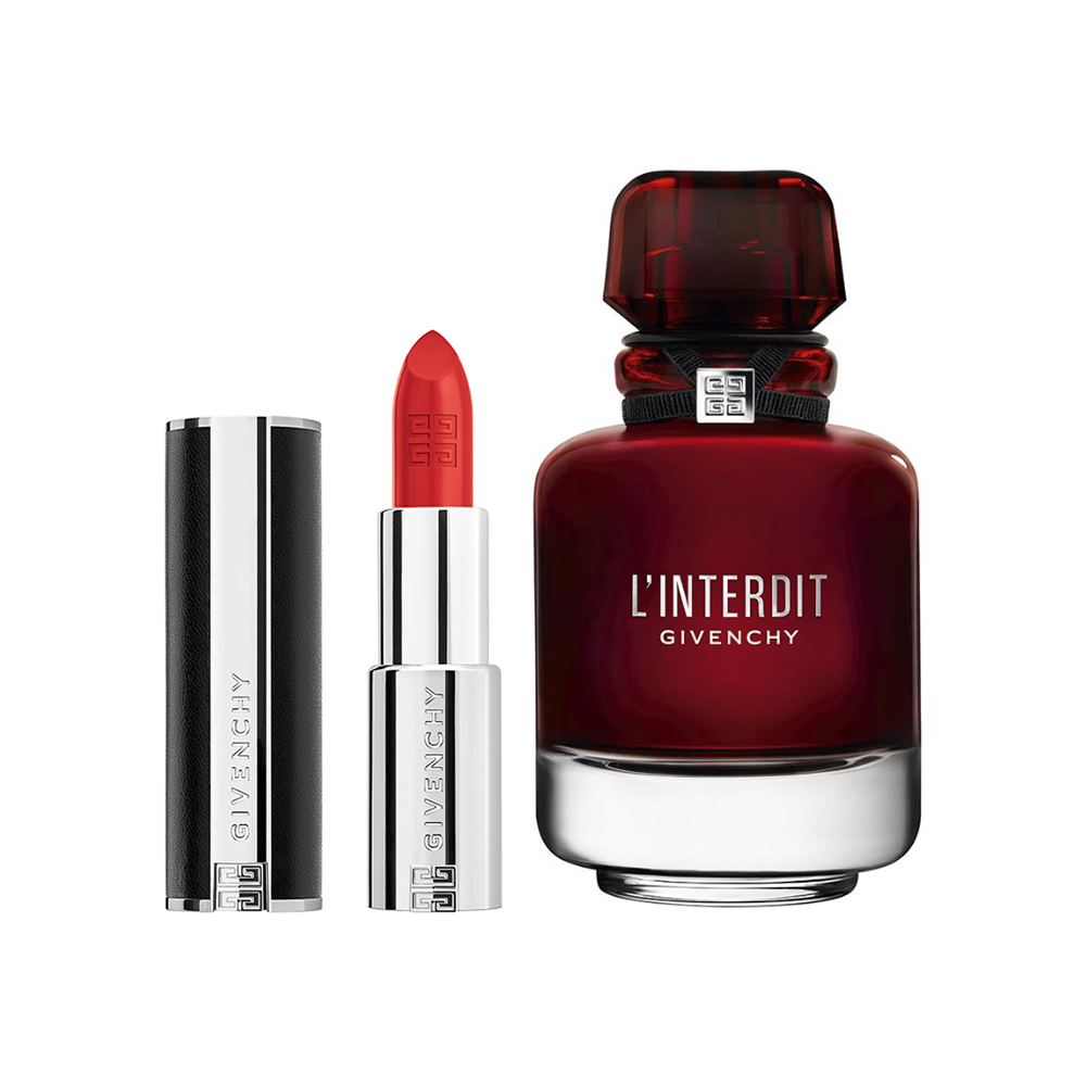 GIVENCHY 纪梵希 香水口红组合 爱无禁忌 N333禁忌宝石红色3.4g+心无禁忌迷红香水 50ml