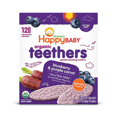 Happy Family Happy Baby Gentle Teethers - Blueberry & Purple Carrot, 12 x 4 g._免税价格_亿点免税
