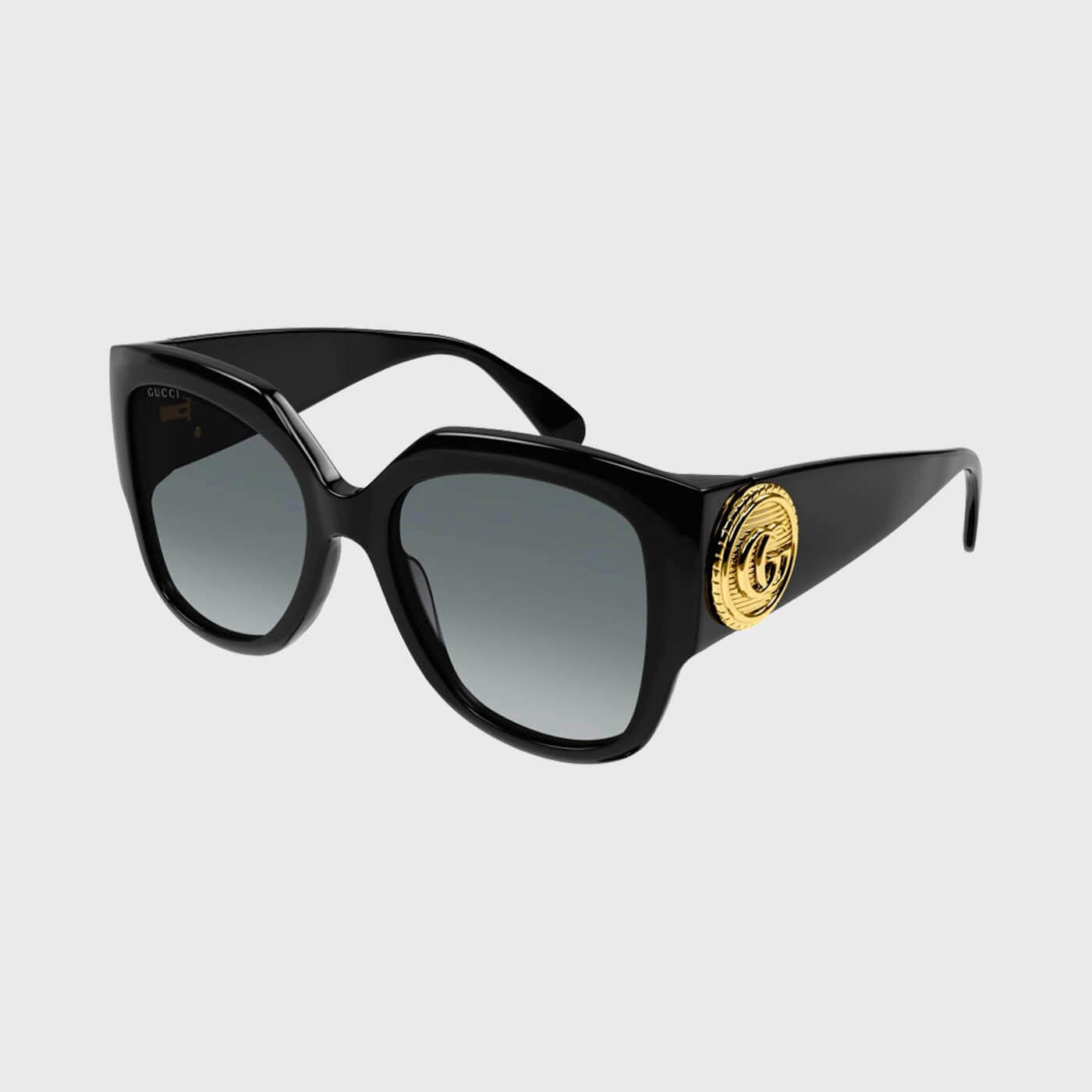 古驰 GUCCI (太陽眼鏡) LE BOUTON SHINY BLACK/GREY 54_免税价格_亿点免税