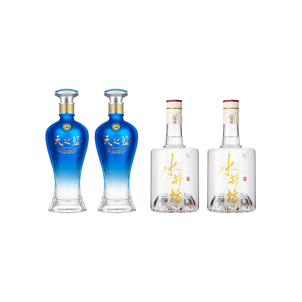 洋河 洋河天之蓝500ml*2+水井坊井台500ml*2 2000ml/52%_免税价格_亿点免税