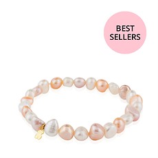 桃丝熊/TOUS Gold TOUS Pearls Bracelet with multicolor baroque pearls and Bear motif