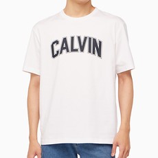 CALVIN KLEIN #White/Varsity Logo T恤/L_免税价格_亿点免税