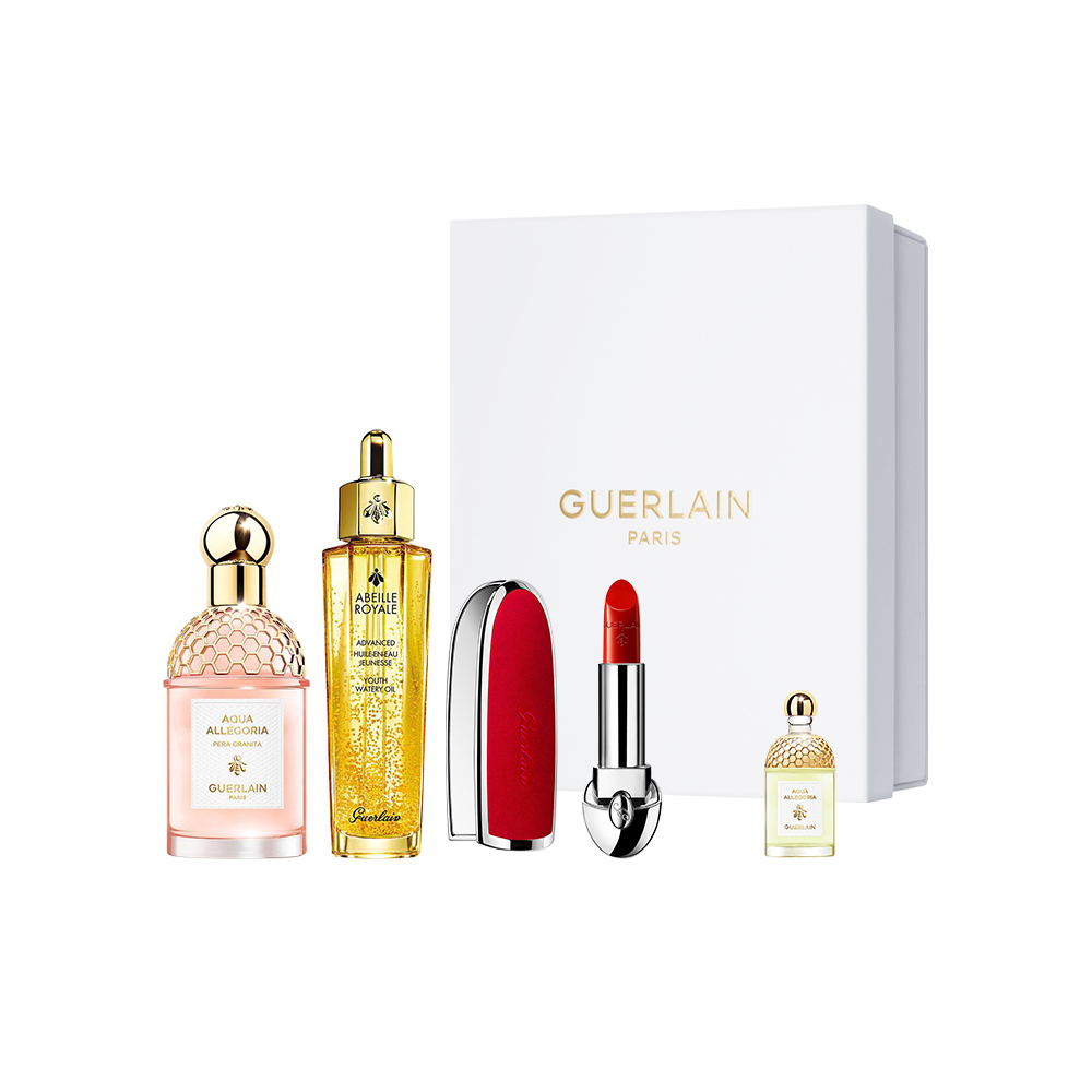 GUERLAIN 娇兰 娇兰周年庆甄选礼盒 金复原蜜 50ml +雪梨冰沙淡香水 75ml +臻彩宝石唇膏 1830号 3.5g+ 红宝石唇膏 ...