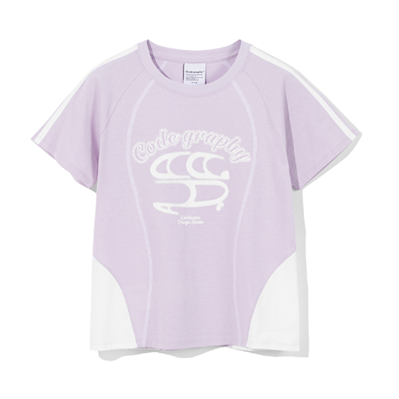 CODE GRAPHY (Woman) WAVE Archigo Coloring Short Sleeve T-shirt_LILAC_S