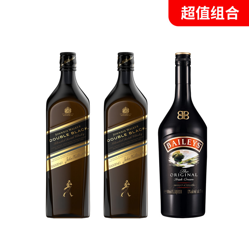 【超值组合】尊尼获加深邃醇黑牌苏格兰威士忌1L*2+百利原味力娇酒17%vol 1L（最佳试饮期到23年8月）_免税价格_亿点免税