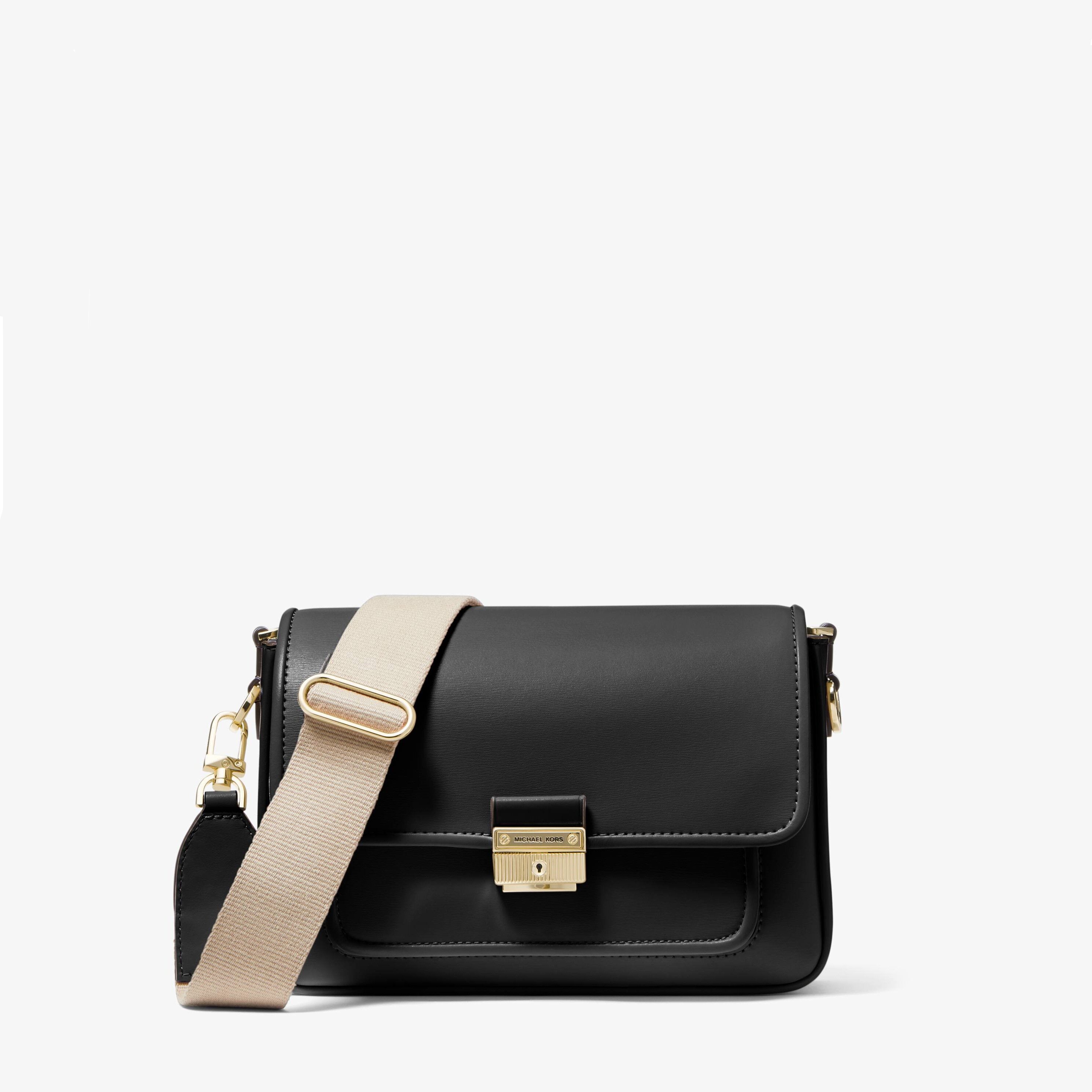 迈克高仕女士单肩包 Bradshaw 中号皮质信封包 黑