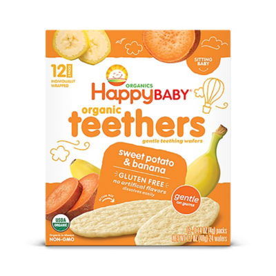 Happy Family Happy Baby Gentle Teethers - Banana & Sweet Potato, 12 x 4 g._免税价格_亿点免税