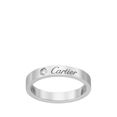 Cartier卡地亚C系列戒指 铂金钻石 窄版对戒 单枚_免税价格_亿点免税