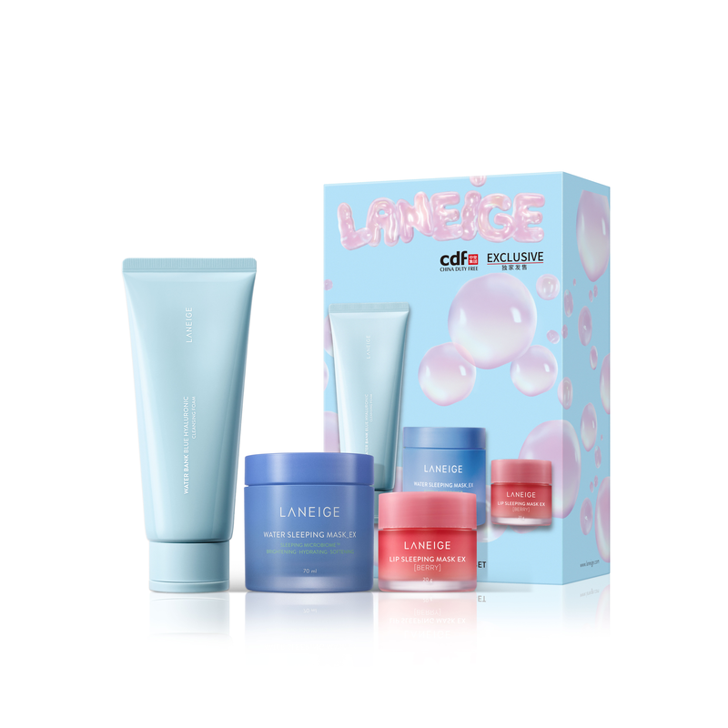 (特卖商品)Laneige 兰芝新水酷透明质酸嘭润洁颜膏套装150g+70ml+20g，有效期至2025年3月~2025年5月_免税价格_亿点免税