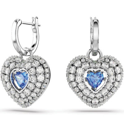 Idyllia 水滴形耳环, 心形, 蓝色, 镀铑_免税价格_亿点免税