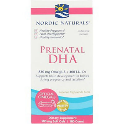 NORDIC NATURALS, 产前 DHA，无味配方，500 毫克，180 粒软凝胶140g_免税价格_亿点免税