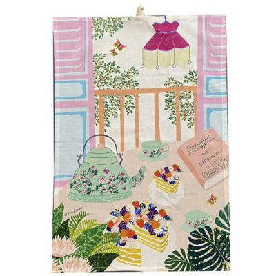 SINGAPORE TEA TOWEL - GREEN TEAPOT DESIGNED BY SINGAPORE ILLUSTRATOR YENIDRAWS_免税价格_亿点免税
