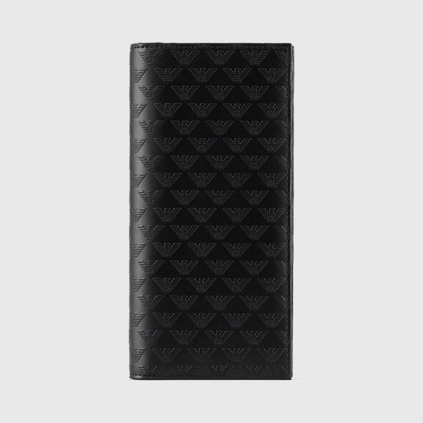 EMPORIO ARMANI Leather large currency wallet with embossed