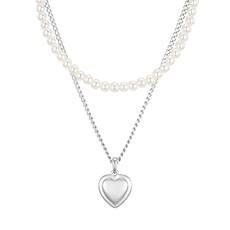Hei Hei vintage heart & pearl set necklace : White_免税价格_亿点免税