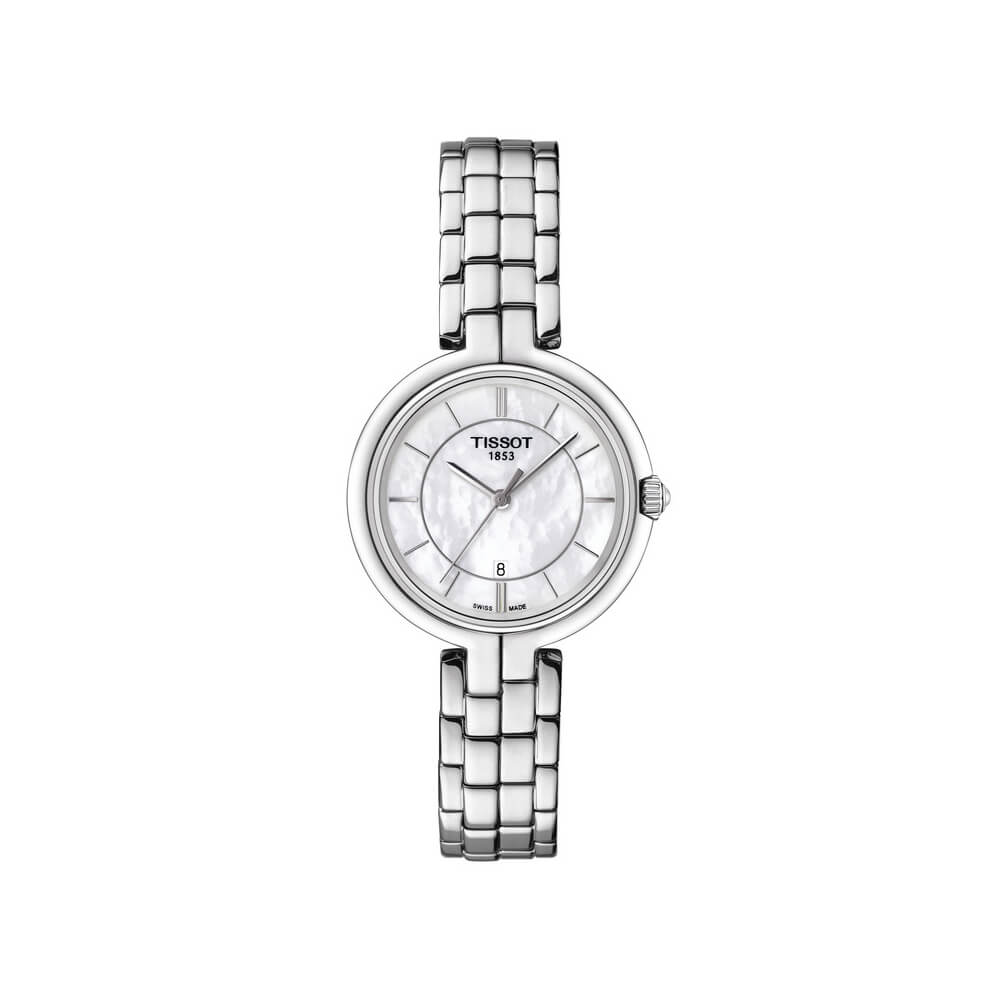 天梭 TISSOT 弗拉明戈系列钢带石英女表 30mm (White MOP Dial)