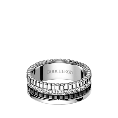Boucheron宝诗龙 Quatre Black Edition戒指，小型款 镶33颗圆形钻石_免税价格_亿点免税