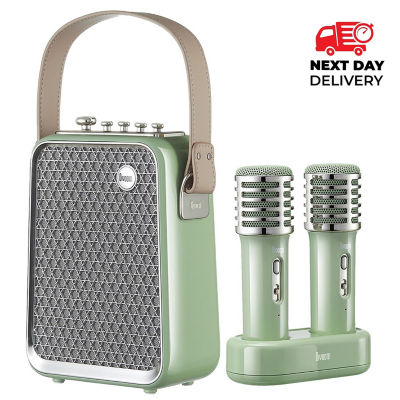 Divoom SongBird Portable Karaoke Speaker With Dual Wireless MicrophonesGreen_免税价格_亿点免税