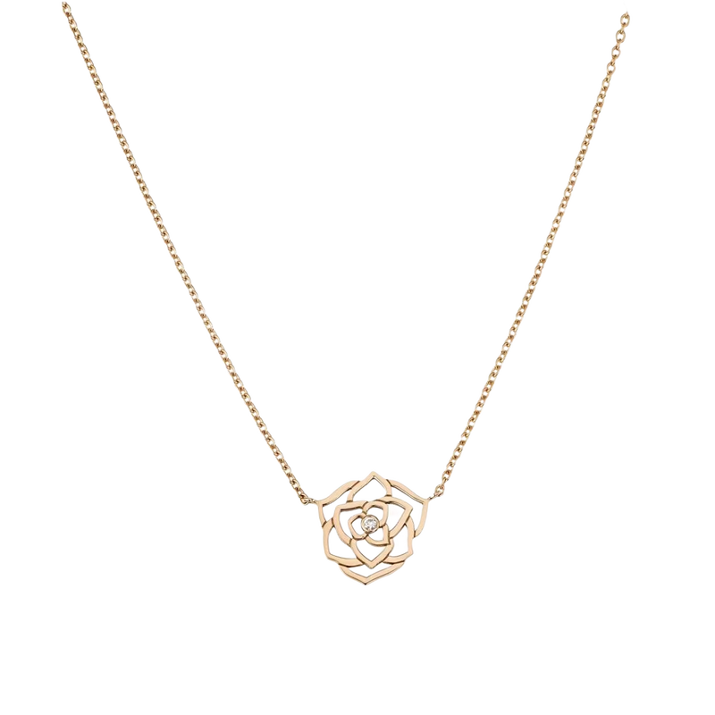 Piaget伯爵ROSE系列玫瑰金钻项链G33U0800