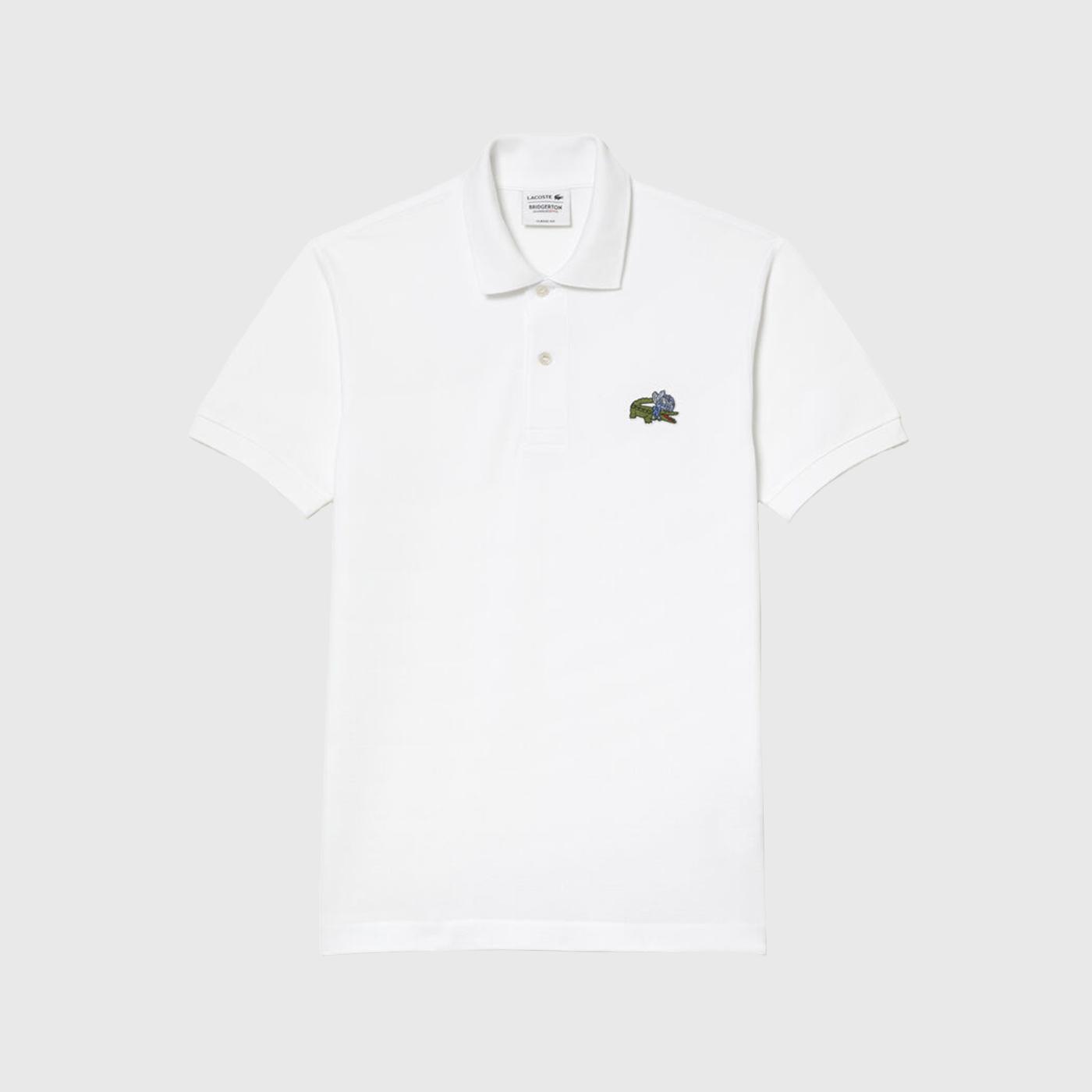 LACOSTE Men's Lacoste X Netflix Bridgerton Organic Cotton Polo Shirt WHITE SIZE 4 (M)