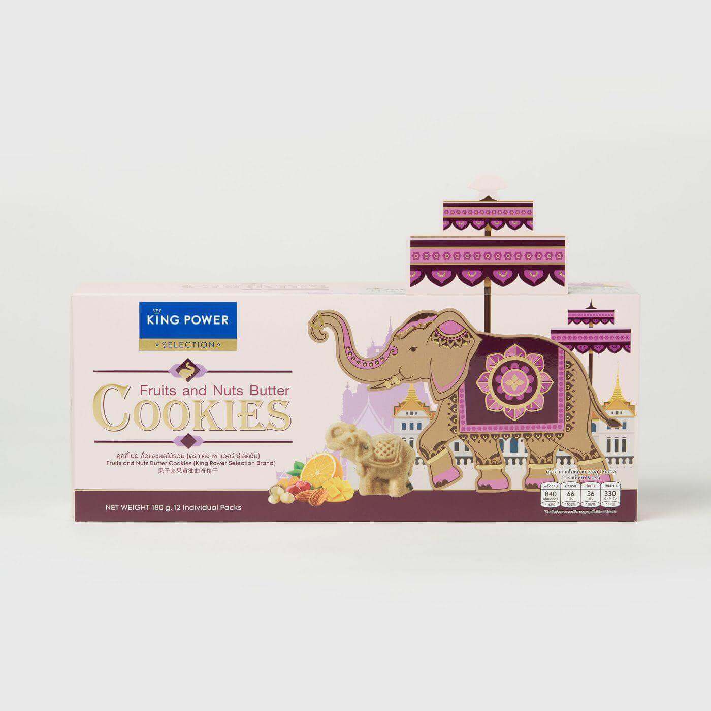 kingpower selection大象曲奇坚果水果干黄油大象饼干180g
