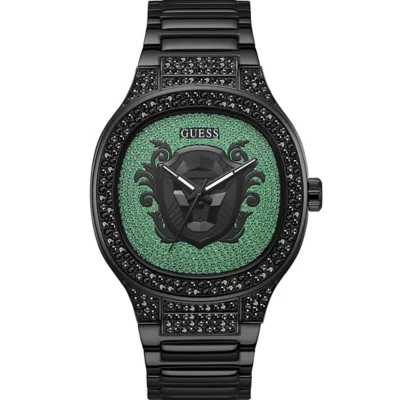 Guess Kingdom 45mm - Green Glitz/Blk Ss Brclt (GW0565G2)