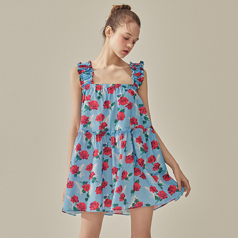 VIKINI VENDER Roberry flower baby doll mini dress