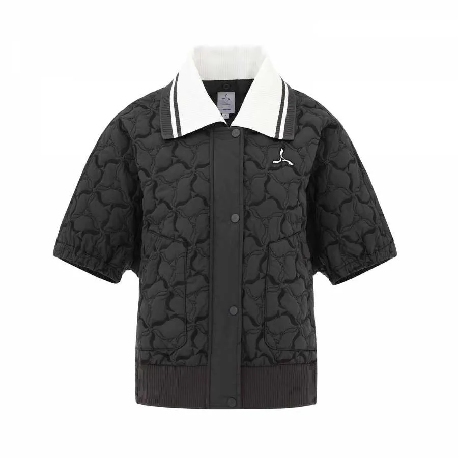 【高尔夫系列】LI-NING1990女士抽绳针织领短袖棉服 李宁1990 黑色