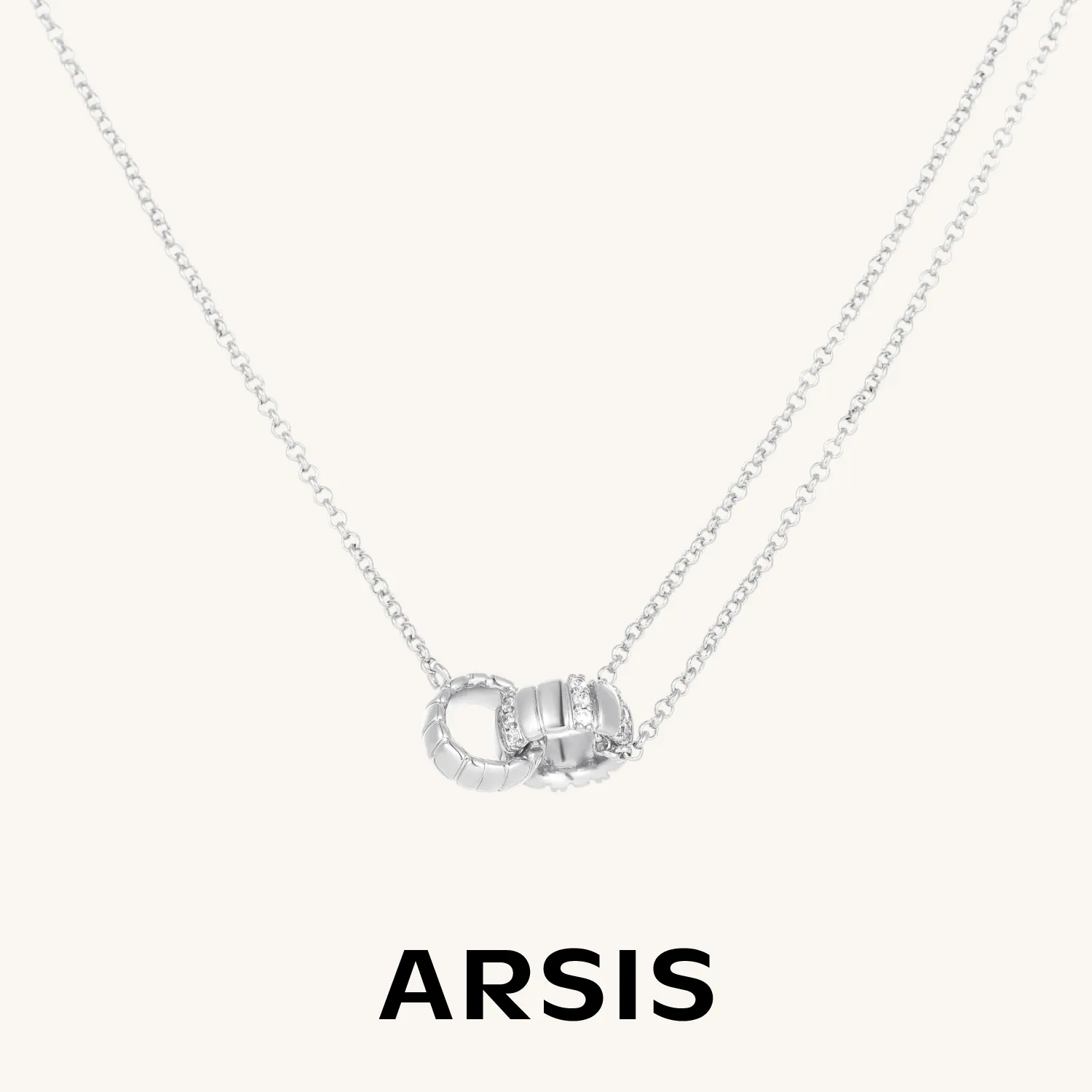 ARSIS 蛇骨双环项链 银色