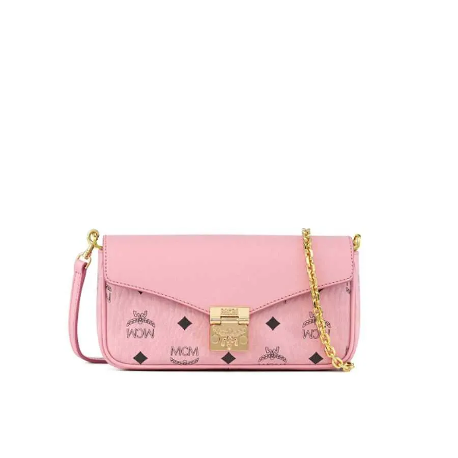 MCM 女士单肩背包MWRGAXT01PZ001 约：22*5*11cm 面料：人造革/牛皮革 里料：合成革/牛皮革 柔粉色