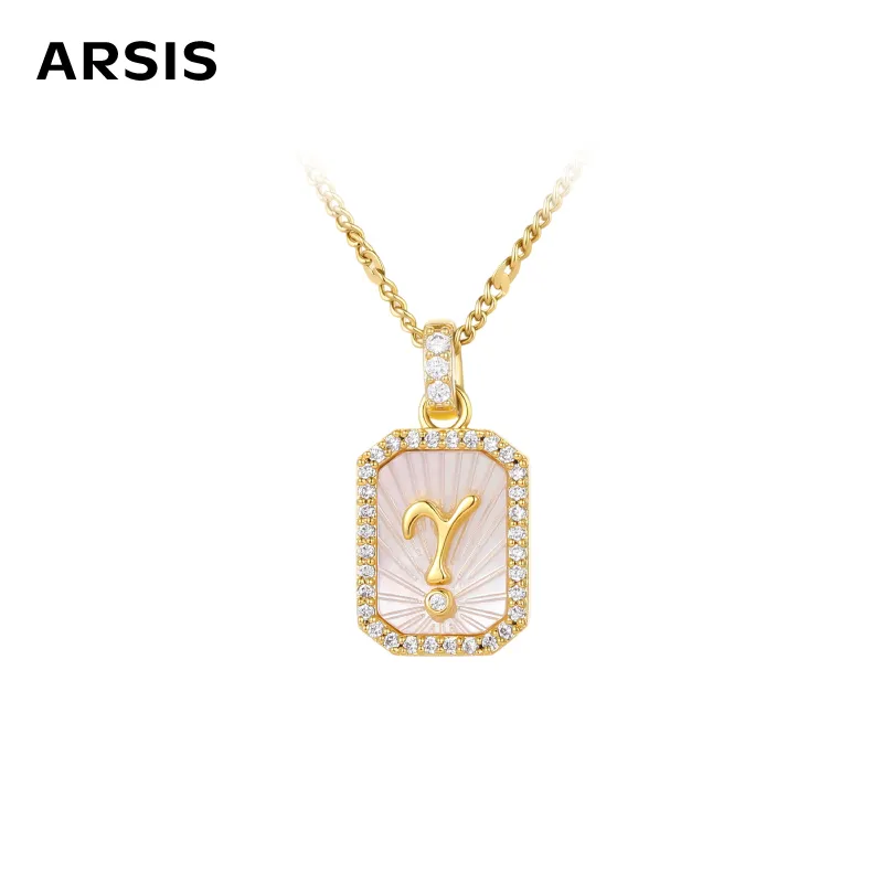 ARSIS 浮雕字母盾牌项链金色（Y）
