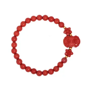 【故宫博物院】鹤禧觉色吉祥如意朱砂手串
