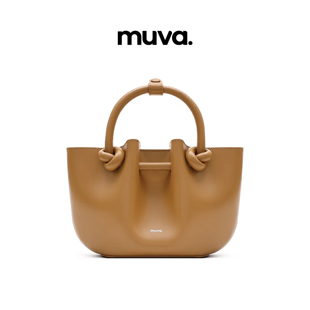 Muva Muva 高级感外出小拎包菜篮子真皮子母袋单肩手提斜挎 焦茶棕