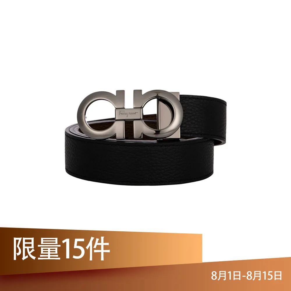 FERRAGAMO Salvatore Ferragamo/菲拉格慕 男双面可调式GANCINI皮带 棕褐色/黑色（双面）