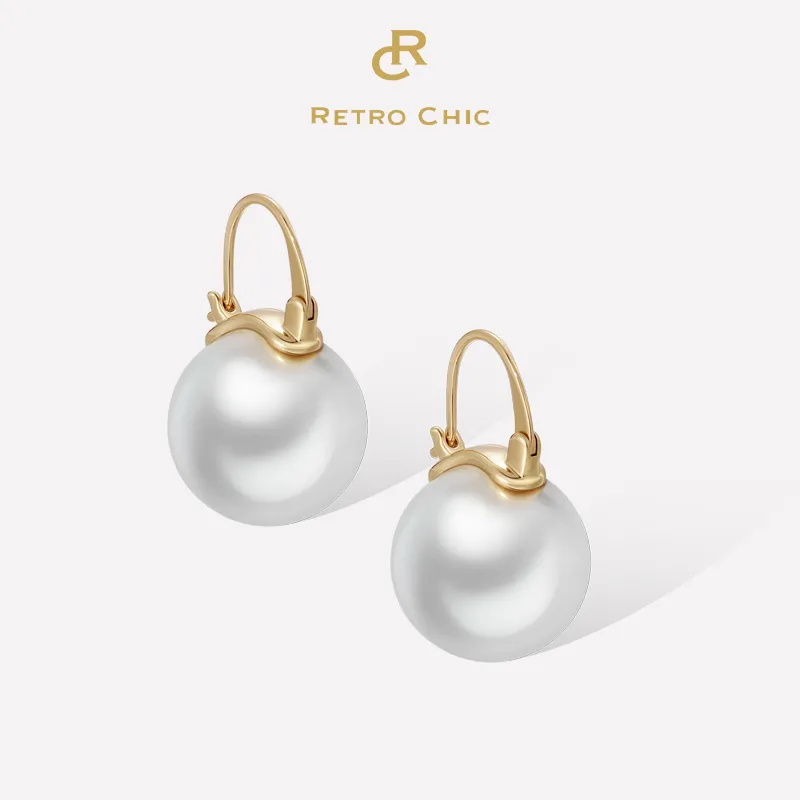 RETRO CHIC RETRO CHIC 月牙白贝珠耳环意大利复古时尚首饰