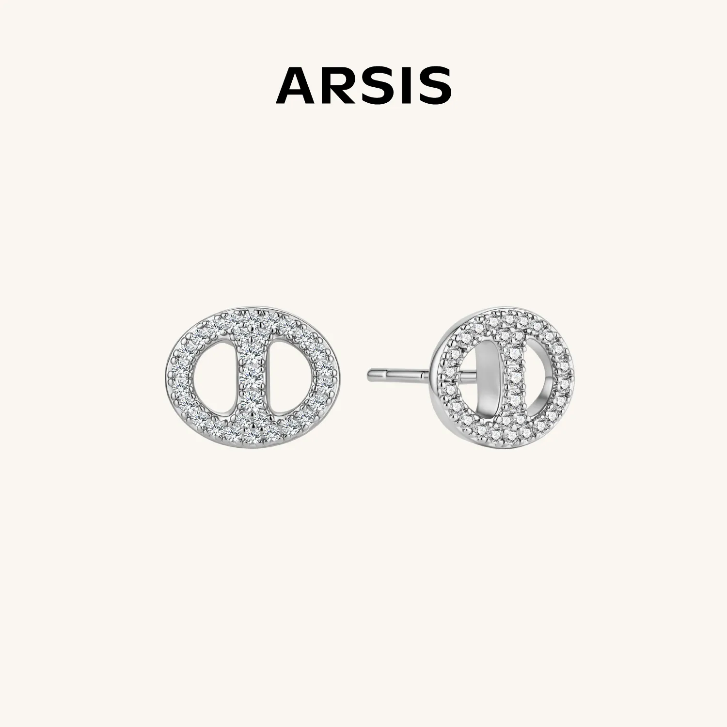 ARSIS 猪鼻星光小耳钉 银色