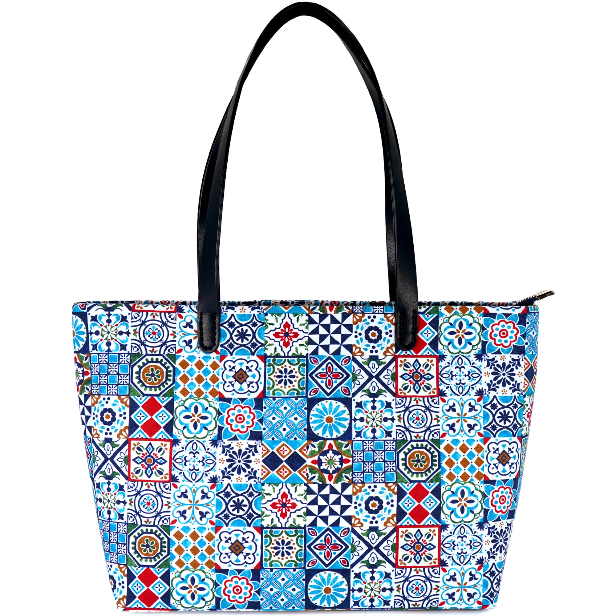 COCOONESE Zipper Top Tote Bag - Peranakan Tiles
