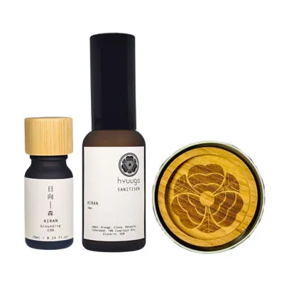[Bundle] Hiran Sanitiser + Essential Oil Blend + Wooden Diffuser