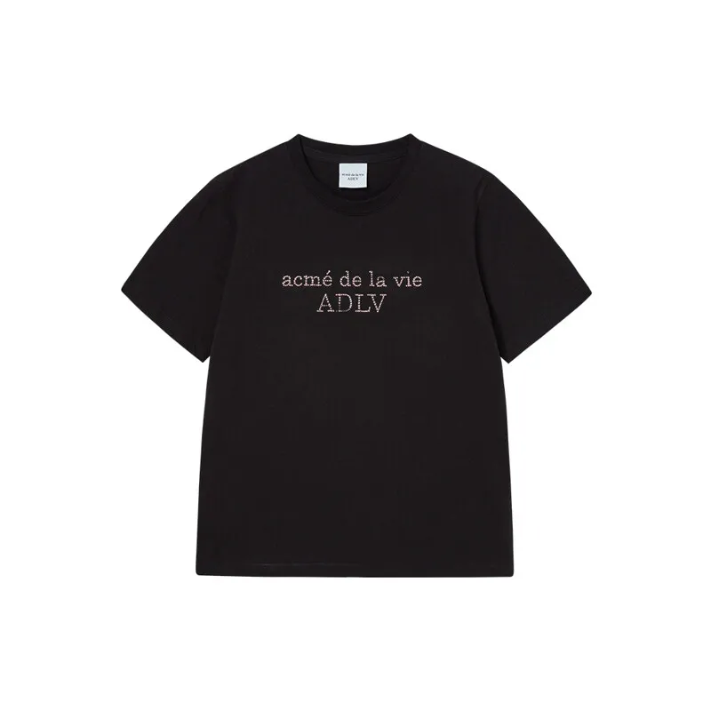 ACME DE LA VIE WOMAN CUBIC BASIC LOGO SHORT SLEEVE T-SHIRT BLACK2