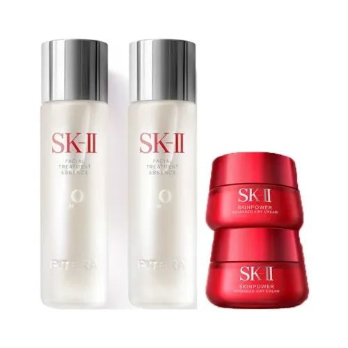 【SK-II组合】SK-II 护肤精华露双瓶装 230ml*2+SK-II 致臻赋能焕采精华霜 (轻盈型) 双瓶装 2*80g