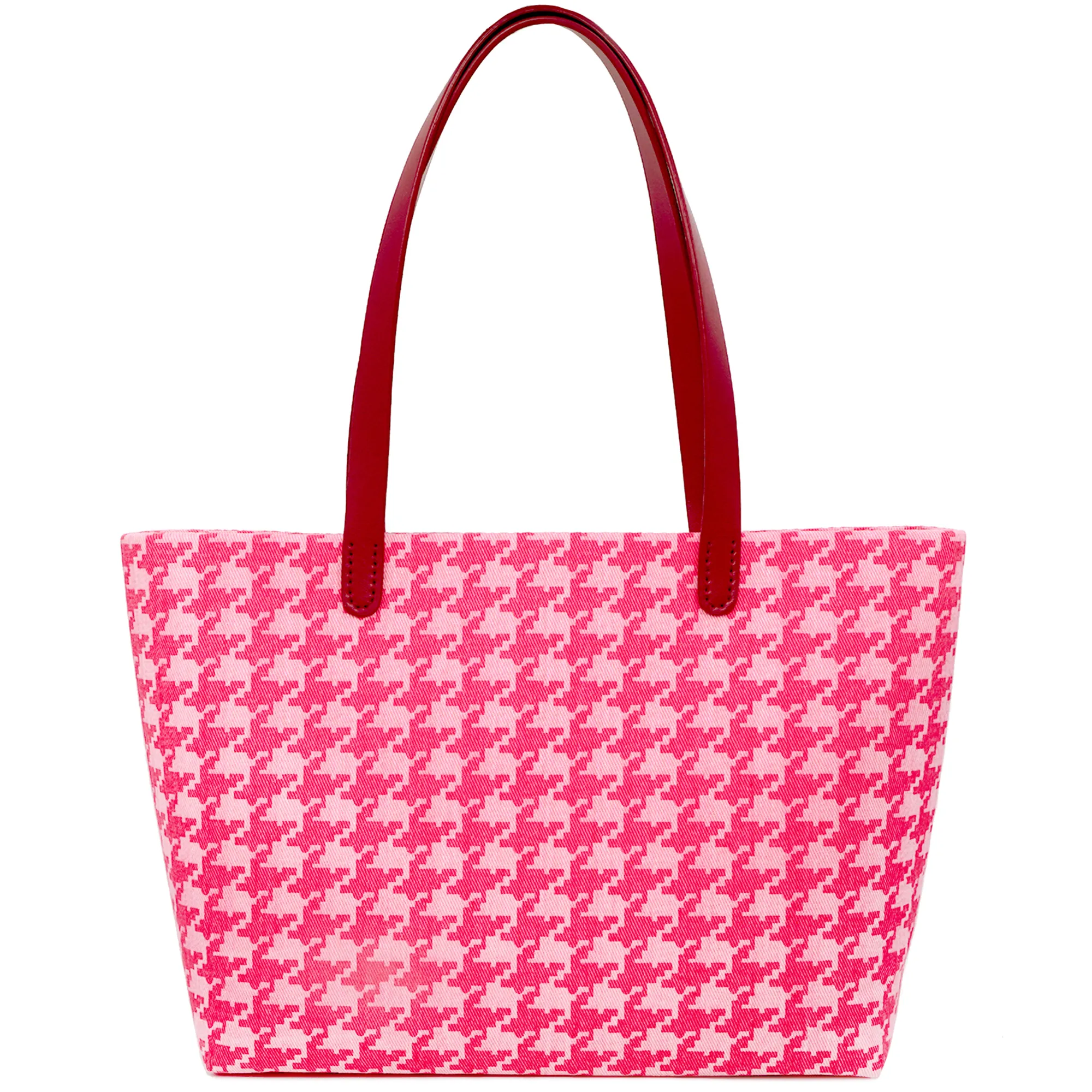 COCOONESE Zipper Top Tote Bag - Houndstooth Check (Pink)