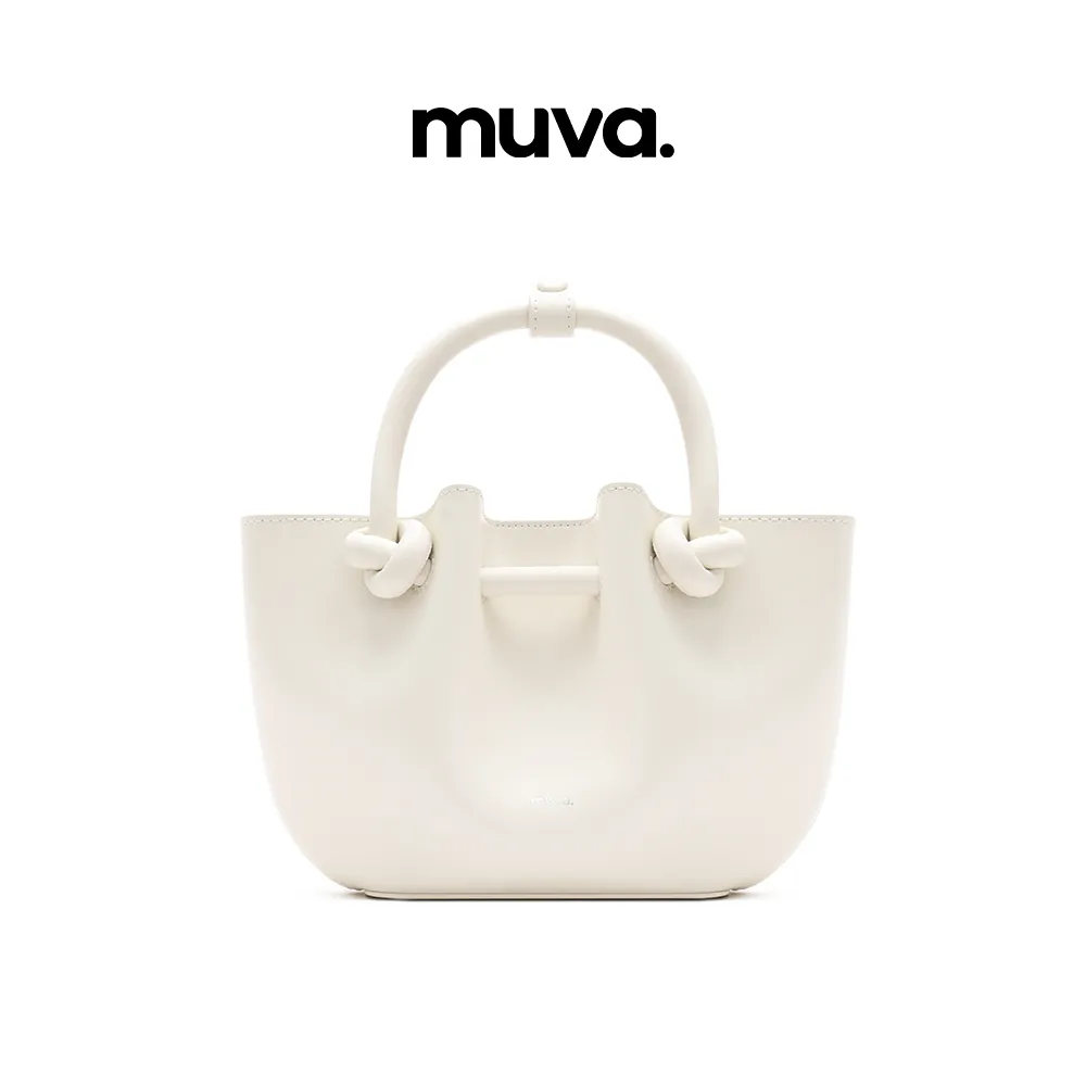 Muva Muva 高级感外出小拎包菜篮子真皮子母袋单肩手提斜挎 奶昔白