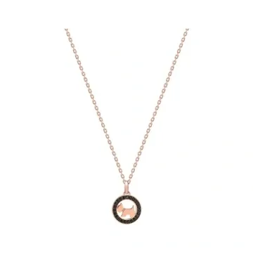 AGATHA 瑷嘉莎MINI莫扎特系列圆形黑闪石小狗锁骨链 925银