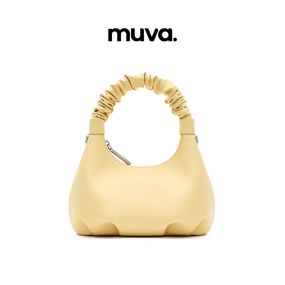 Muva Muva 真皮斜挎包单肩手提小包通勤包皮具外出休闲 奶油黄