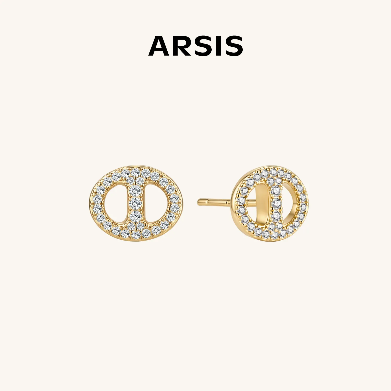 ARSIS 猪鼻星光小耳钉 金色