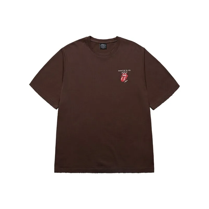ACME DE LA VIE ROLLING STONES BASIC LOGO SHORT SLEEVE T-SHIRT BROWN0