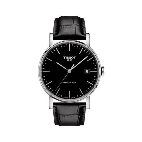Tissot天梭Everytime系列黑色小牛皮机械男士腕表