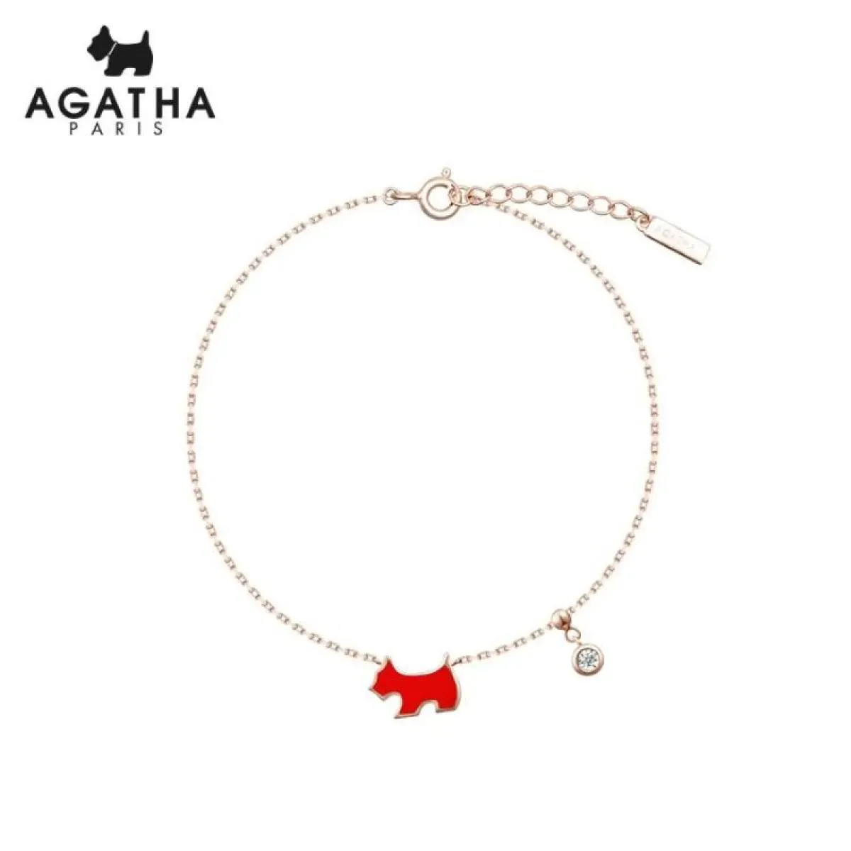 Agatha瑷嘉莎925银天然钻石变色红小狗简约气质饰品手链女新款潮242052C-086-TU